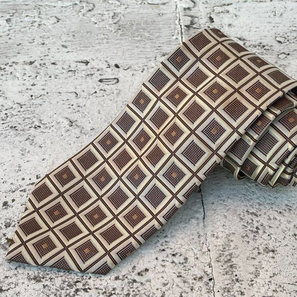 Alexander Julian Colours Men Tie Brown/Beige Tone Necktie Classic Tie - Picture 1 of 10